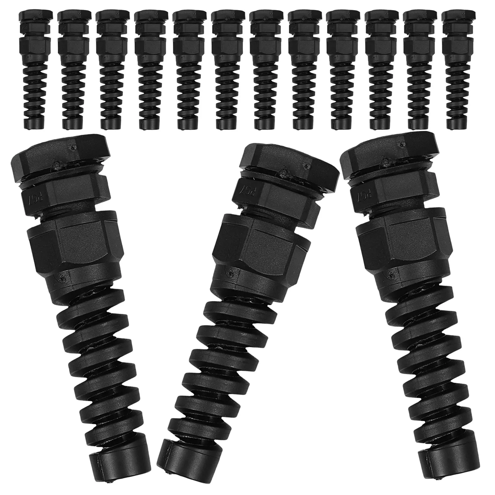 15Pcs Nylon Cable Glands Waterproof Spiral Cord Grip Industrial Cord Connector for Outdoor Control Panel Cable Protector