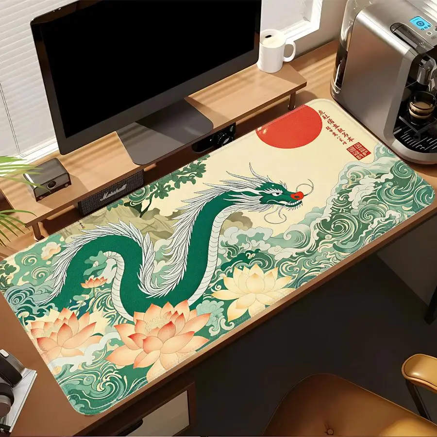 

Green Dragon Lotus Anti slip Mouse Pad Computer Laptop Pad Game Console Pad Keyboard Mouse Pad office Pad Desk accessories