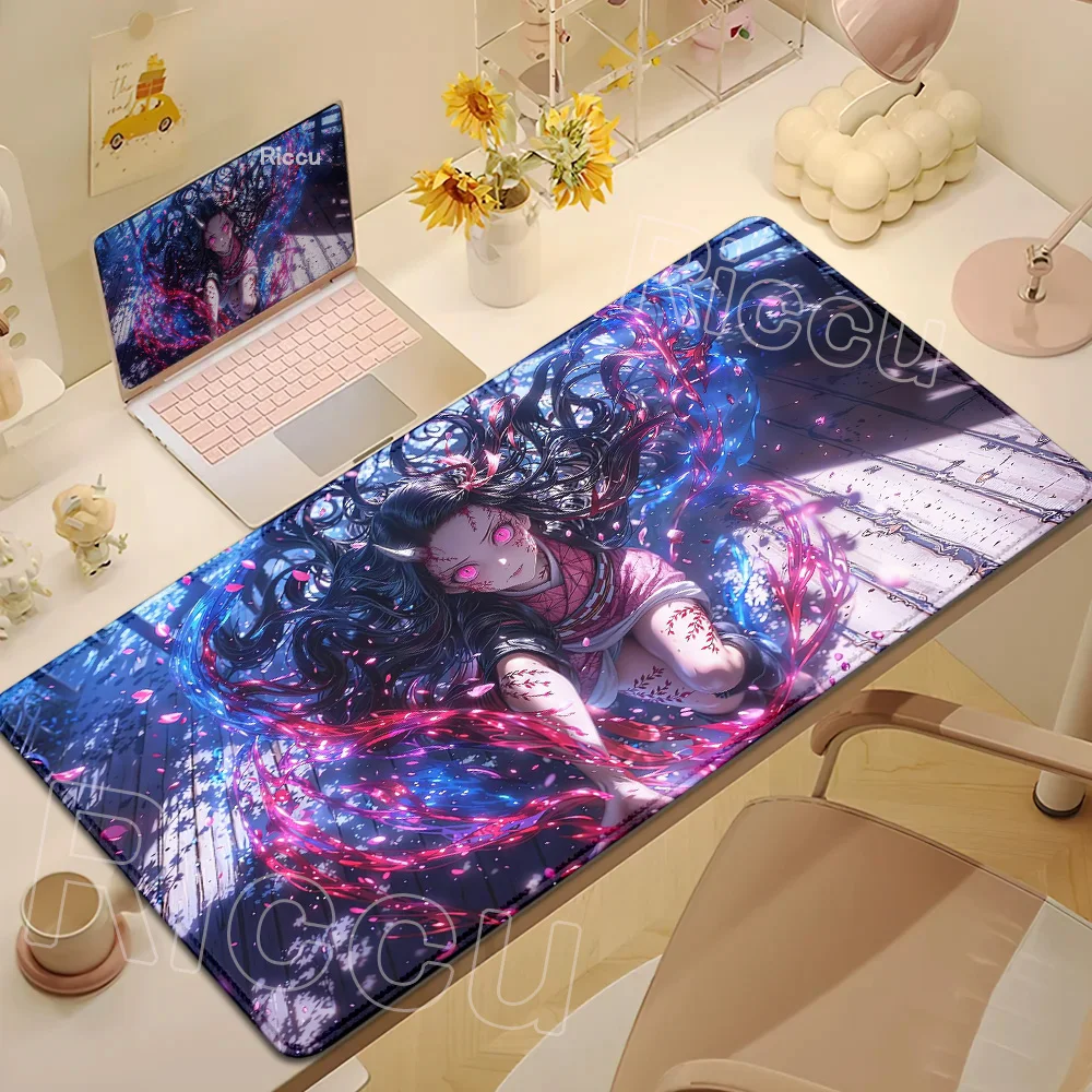 

Новые обои аниме Demon Slayer Nezuko Kamado коврик для мыши 90x40 коврик для игровой клавиатуры ноутбука противоскользящий резиновый коврик для мыши XXL настольный коврик