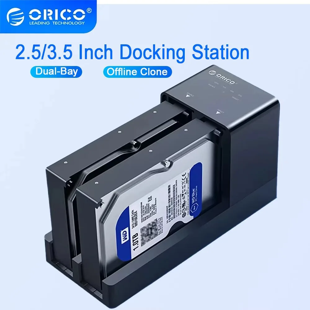 ORICO Dual Bay Offline Clone 2.5/3.5 Inch HDD Docking Station SATA to USB 3.0 Adapter for 2.5 3.5 SSD Disk Case HDD Box Dock