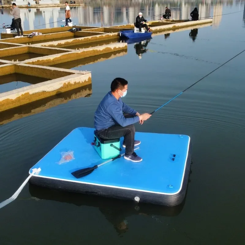 

Надувной поплавок для рыбалки из ПВХ с несколькими спецификациями на открытом воздухе, портативный поплавок для водной рыбалки, надувной каяк, 2*1,5*0,2 м