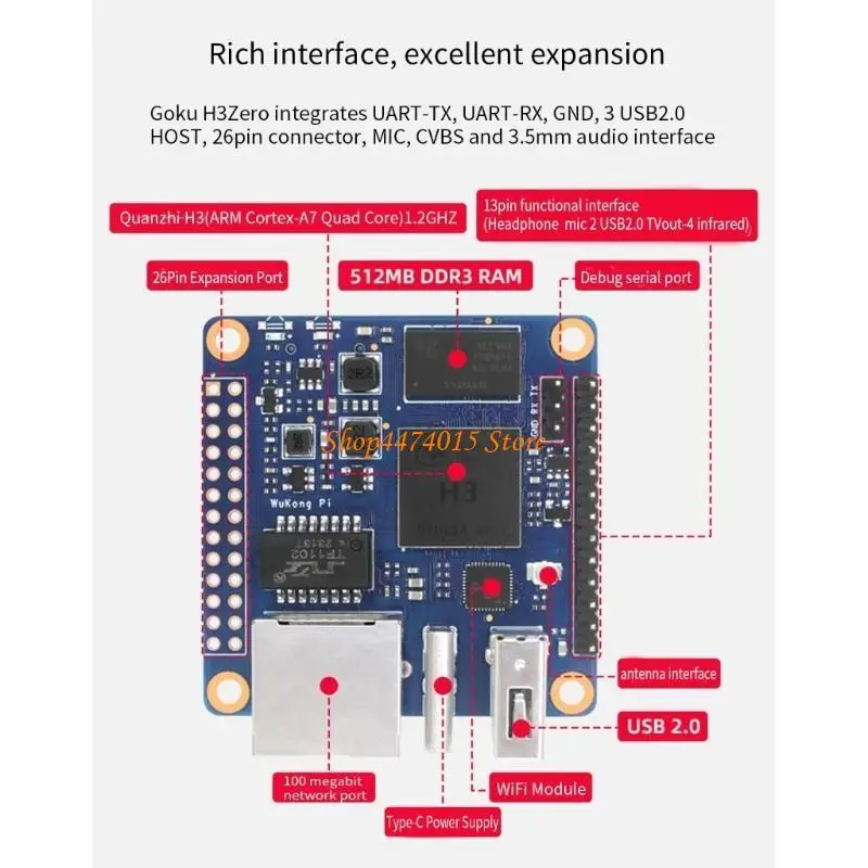 K1AA New Wukongpizero لوحة تطوير مجلس اختبار لوحة اختبار 512 ميجابايت 1.2 جيجا هرتز DDR3 دعم الذاكرة ANDROIDS/UBUNTUANDDEBIAN