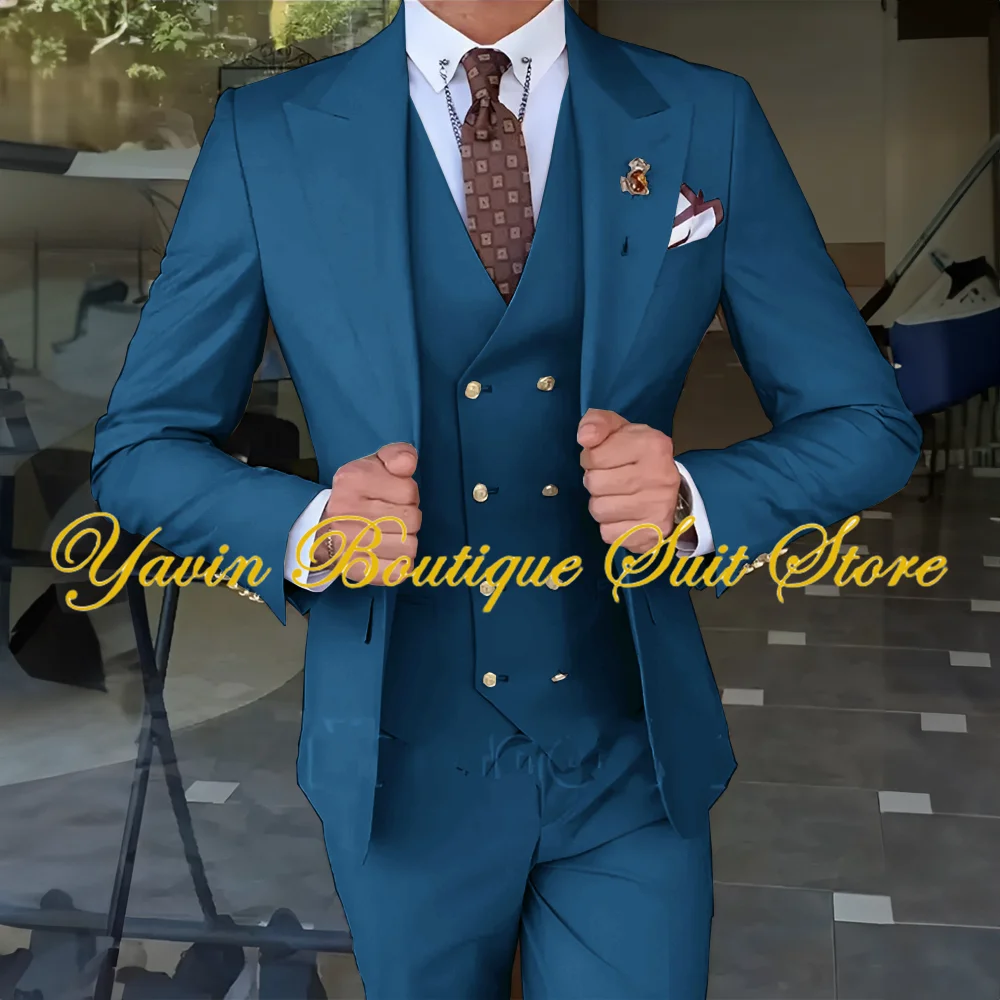 

Business Men Suits Wedding Bridegroom Tuxedo Slim fit Jacket Pants Vest 3-piece Suit High-quality Men's Suit