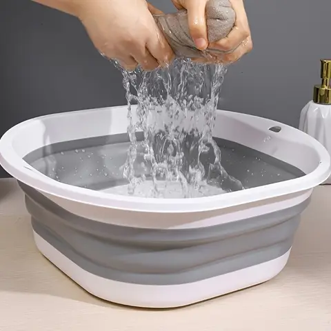 Large Collapsible Basin - Portable, for Home Use - Ideal for Washing Faces, Vegetables, and Laundry, Foot Soaking Tub