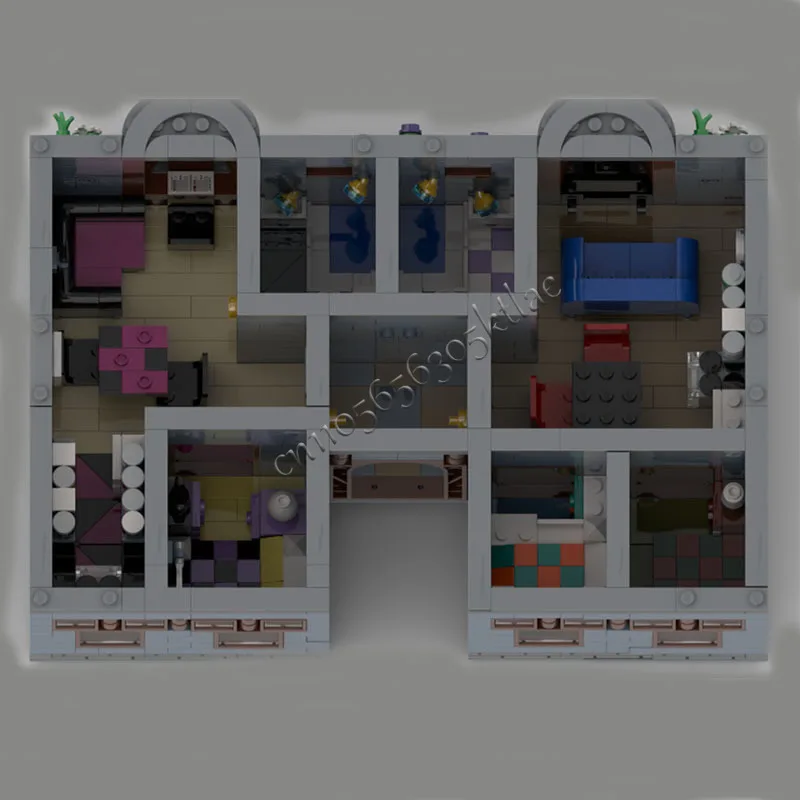 3371 PCS MOC Creative City Street View Modular 3 Stories Apartment Complex Model Architecture Building Block Kid Brick Toy Gift