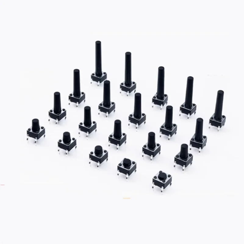 

20 шт. 6x6 кнопочный переключатель DIP 6X6X4,3 легкий сенсорный переключатель 6*6*4,3/5/6/7/8/9/10/11/12/13 мм выключатель питания 4 контакта