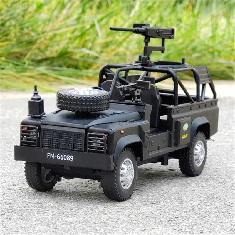 1/32 Defender Legering Verkenning Auto Model Diecast Metalen Militaire Combat Off-Road Voertuigen Gepantserde Auto Model Kinderen Speelgoed Gift