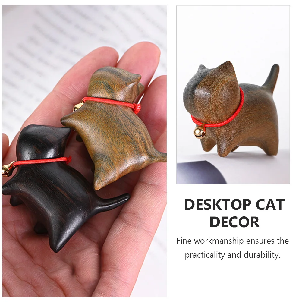 

1Pcs Delicate Wood Carving Cat Adornment Desktop Decoration Pen Holder Creative Wooden Cat Ornament Wood Carving Craft Adornment