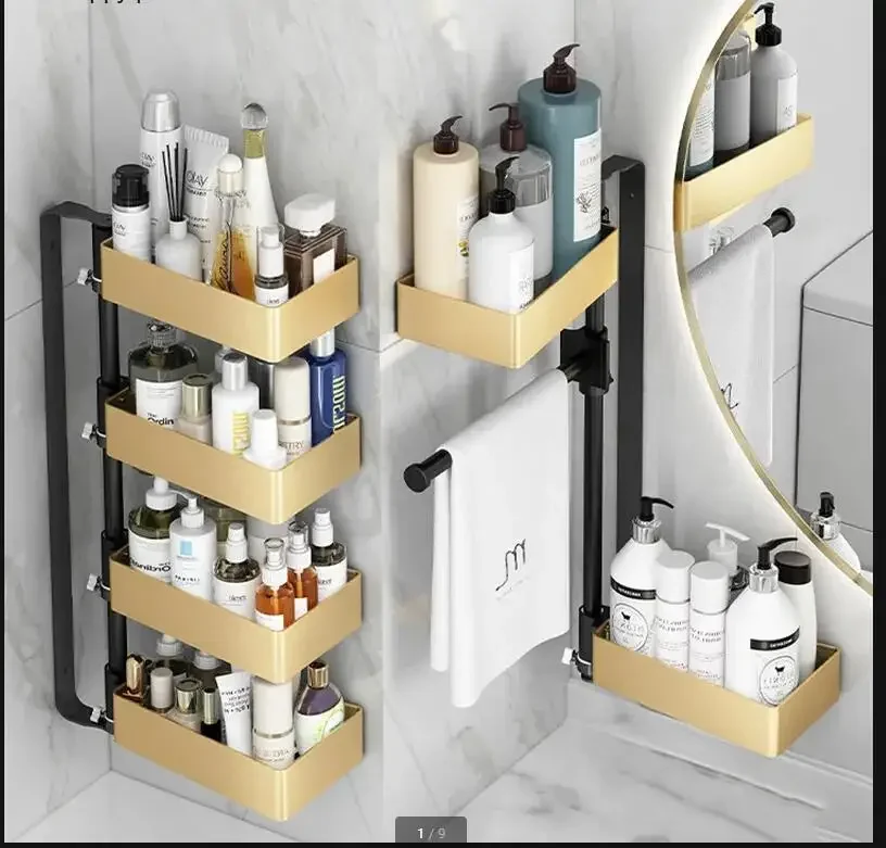 

Полки для ванной комнаты Вращающаяся металлическая полка для хранения Настенная полка Вешалка для полотенец Сливная стойка Домашние аксессуары для ванной комнаты Настенный органайзер
