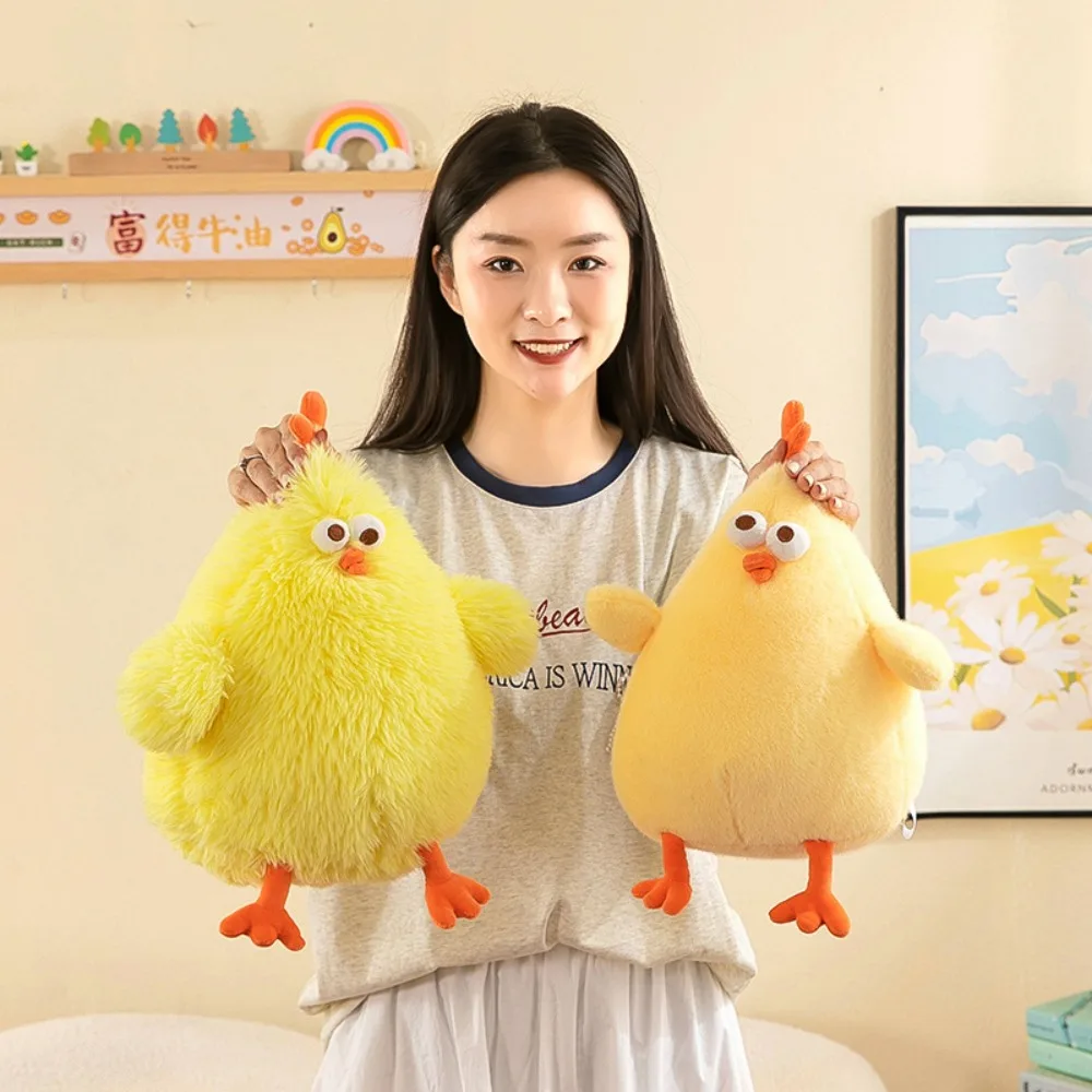 Long Hair Chicken Plush Toy Soft Fluffy Chicken Plush Pillow Stuffed Cute Plush Dundun Chicken Toy Friends Birthday Gifts