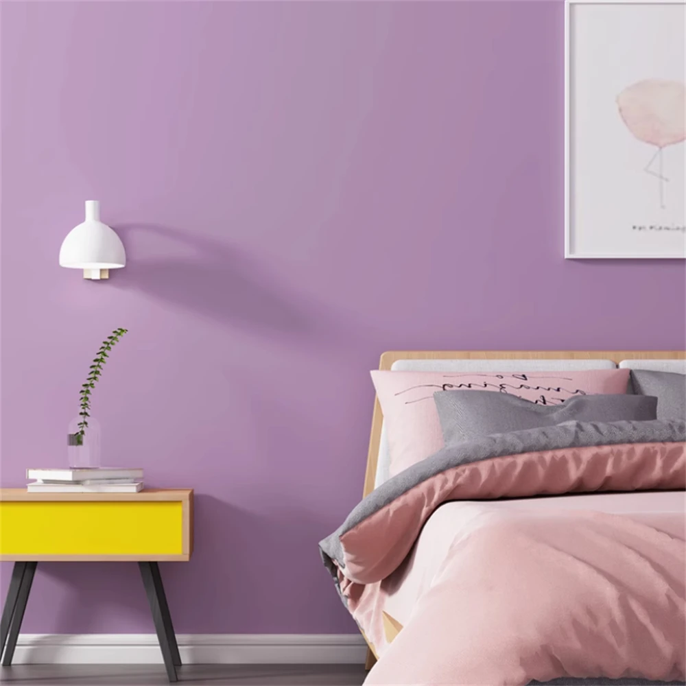 

Romantic Pink Light Purple Wallpaper Non woven Fabric TV Background Wallpaper Home Bedroom Nordic Modern Children's Room decor