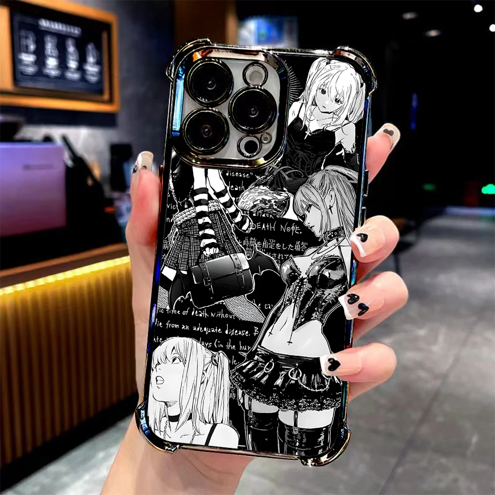 Anime Misa D-Death N-Note Four Corner Anti-Fall-Hülle für iPhone 17 Air 16 E 15 14 Plus 13 12 Mini 11 Pro Max Acryl-Blatt-Abdeckung