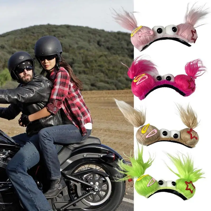 Motorcycle Hat Hair Decoration Fashion Motocross Plush Hat Ponytail Hair Accessories Motorcycle Hat Hair Decor For Motorcycle