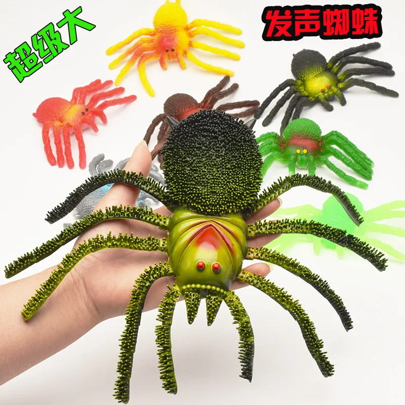 Simulation Large Vocal Spider Toys Model Cartoon Creative Scary Neat Toys Animals Kids Halloween Funny Prank Props Sounding Toys