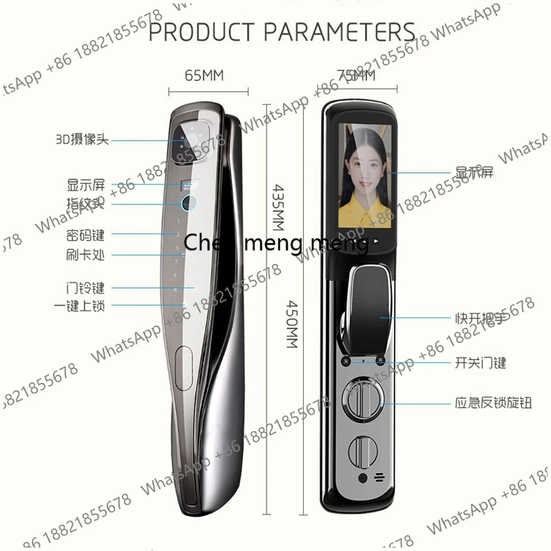 Tuya Face Recognition Fingerprint Smart Door Lock Home Electronic Password APP Wifi Remote Control Door Lock