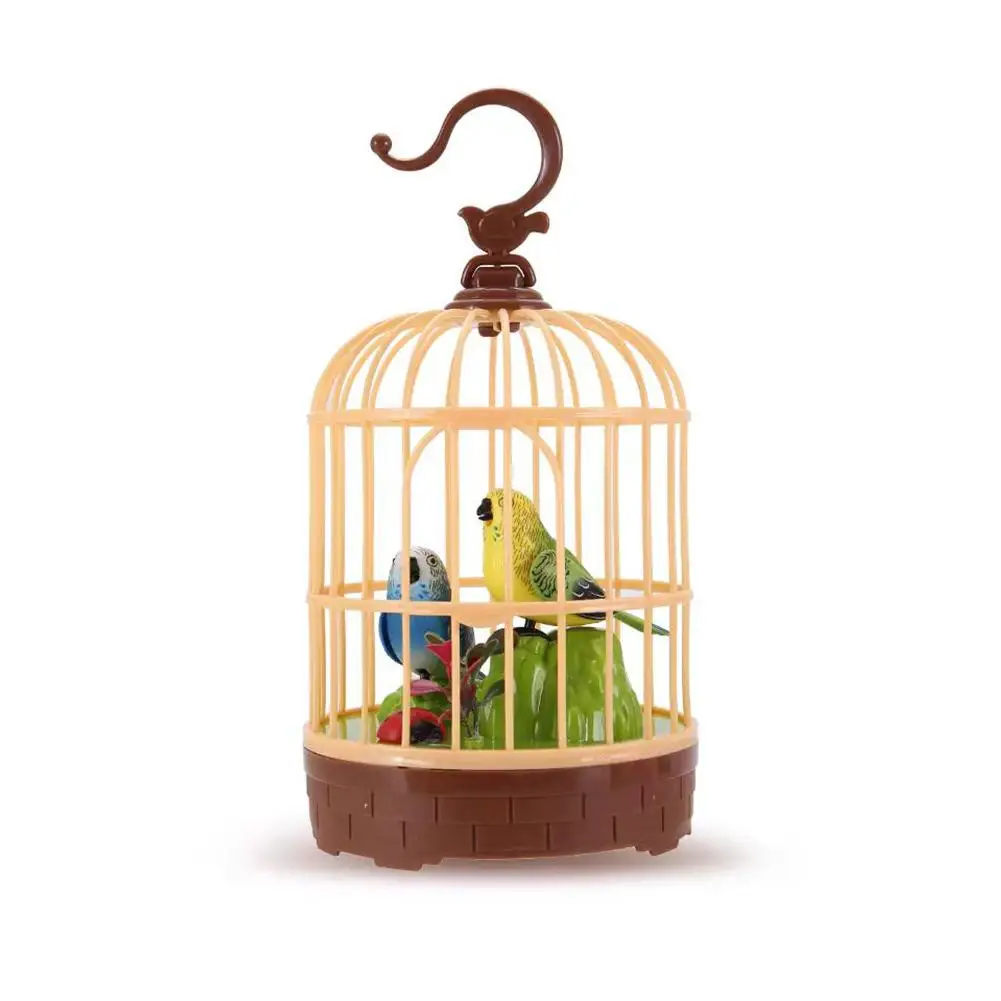 Voice Activated Induction Birds Birdcage Toy Talking Chirping Fluttering Parrot Birds Toys Gifts Simulation Bird Cage Fake Bird