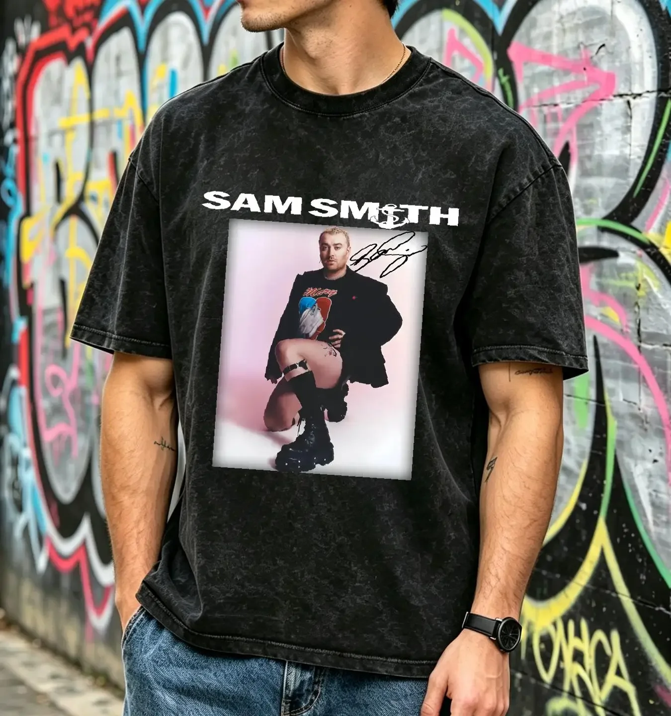 washed T Shirt New hot Sam Smith Country Music unisex All size Black NE1871 vintage Washed Breathable Stylish streetwear