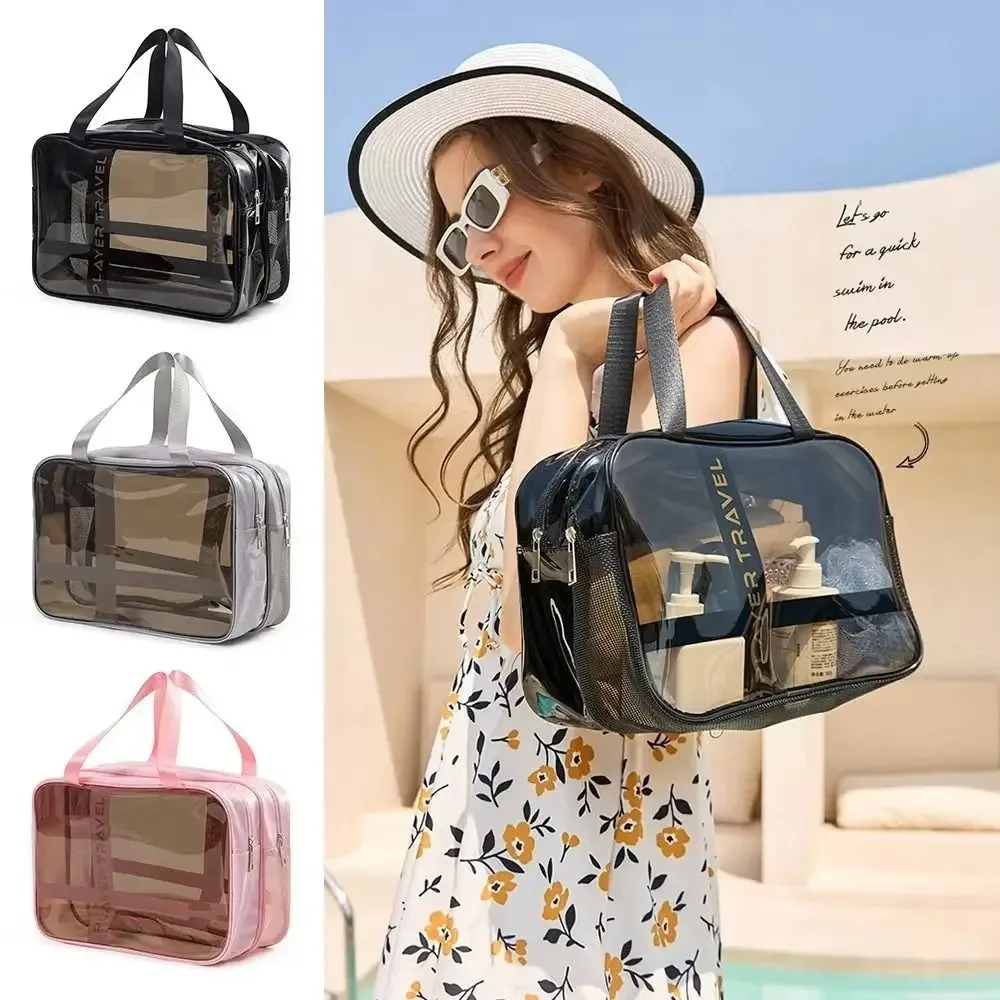 

Clear Women Cosmetic Bag Wet-dry Separation Double-Layer Makeup Pouch Multi-purpose Storage Toiletry Storage Bag Travel