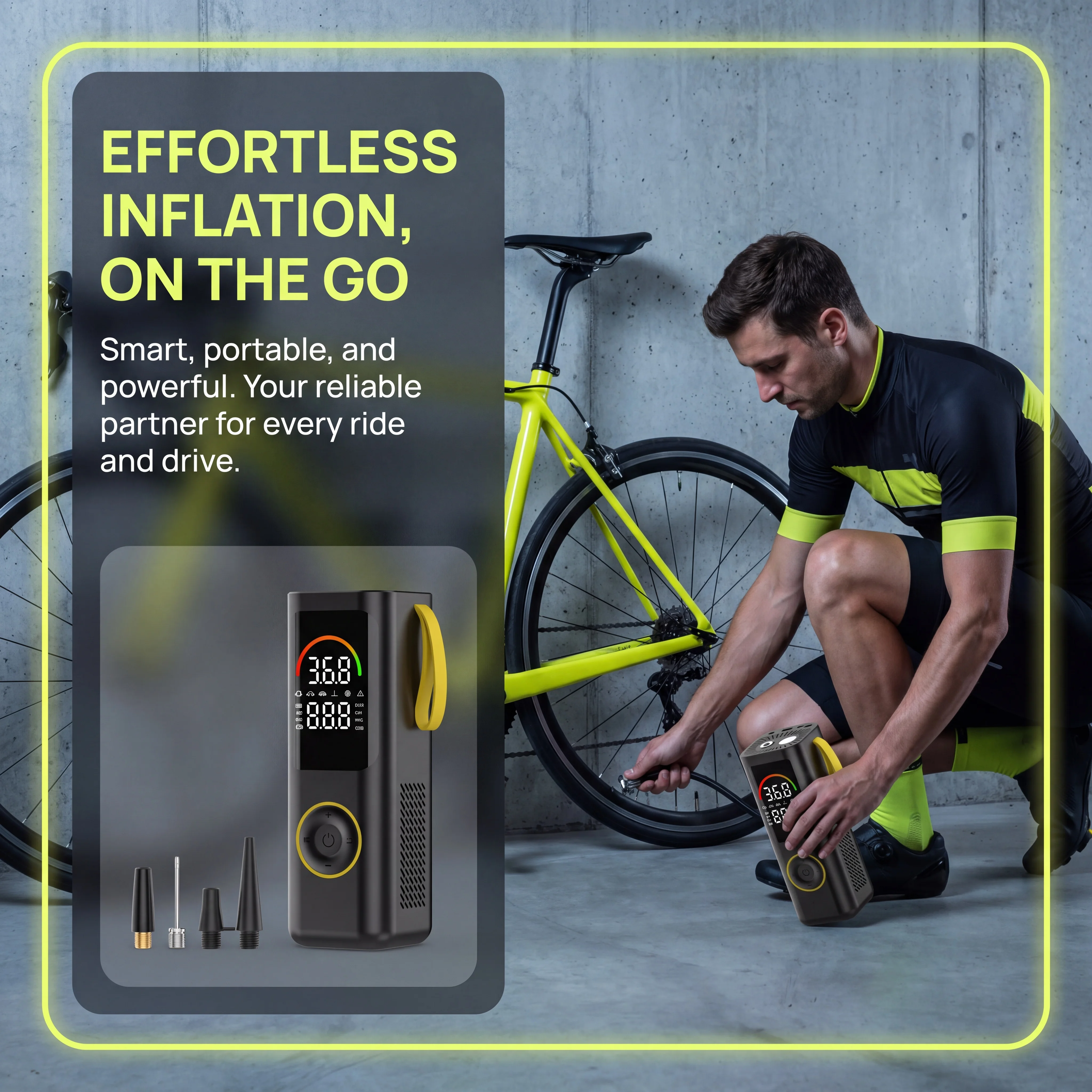 3-in-1 Portable Wireless Car Tire Inflator 150PSI Air Compressor 5400mAh Type-C Fast Charging Air Pump for Bike Car E-Bike Ball