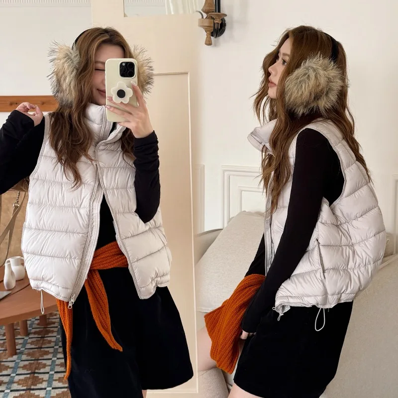 Minimalist Stand‑Collar Quilted Puffer Gilet Zip‑Up Sleeveless Short Vest Soft Casual Layer Wear Korean Fall Winter Daily Looks