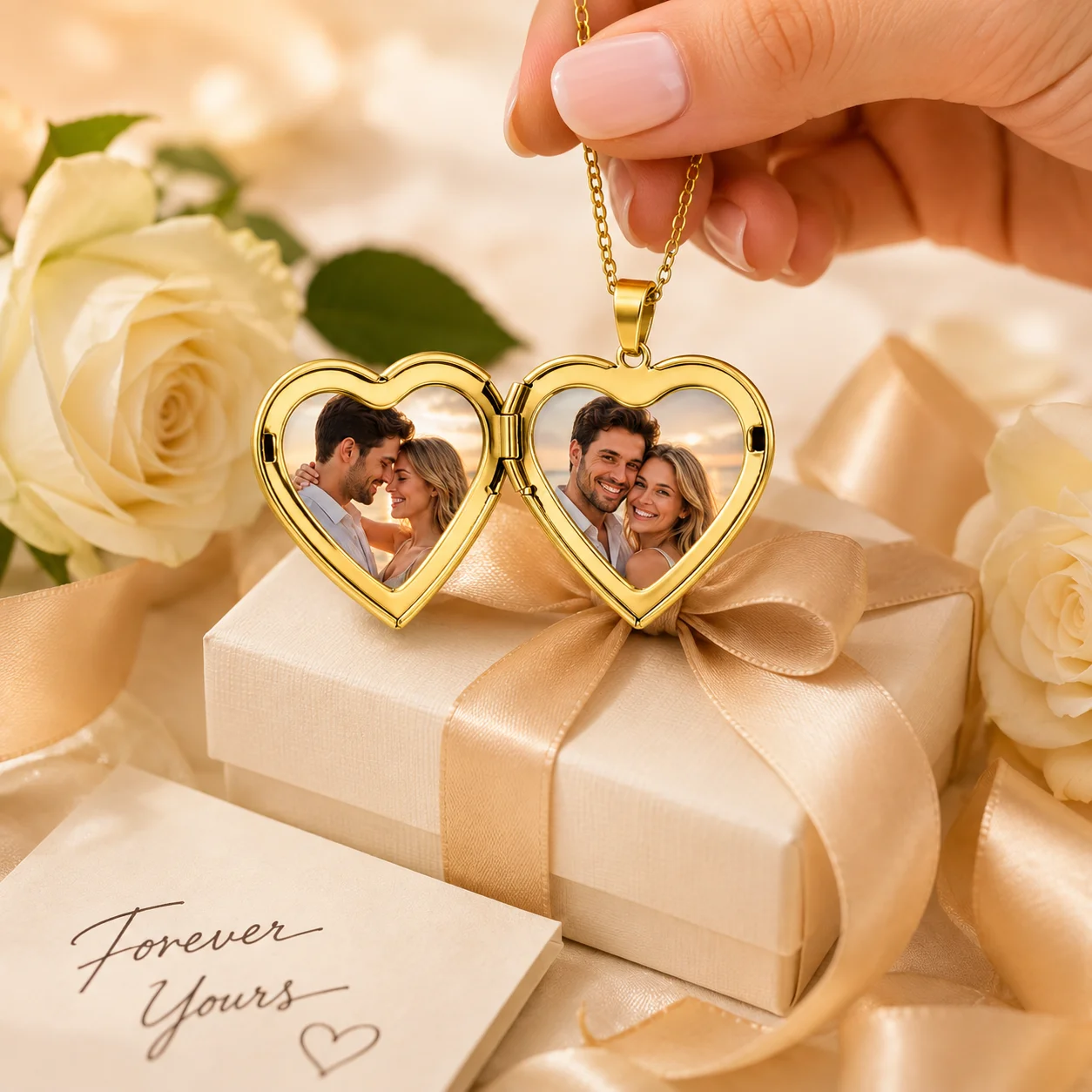 Custom Heart Photo Necklace Personalized Picture Pendant Romantic Couple Jewelry for Wedding Anniversary Birthday Valentine Gift image 3