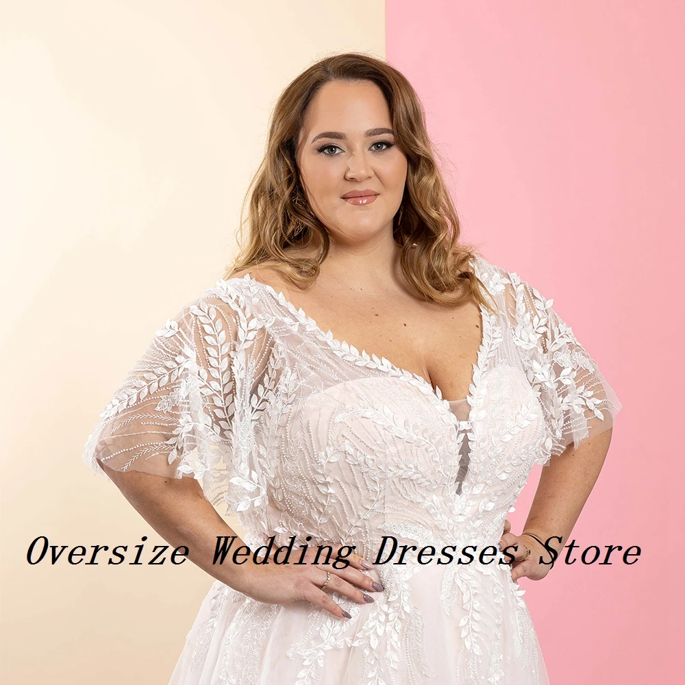 Vestidos de casamento elegantes para mulheres, meia manga, vestidos de noiva macios com renda, plus size, novos, verão 2024