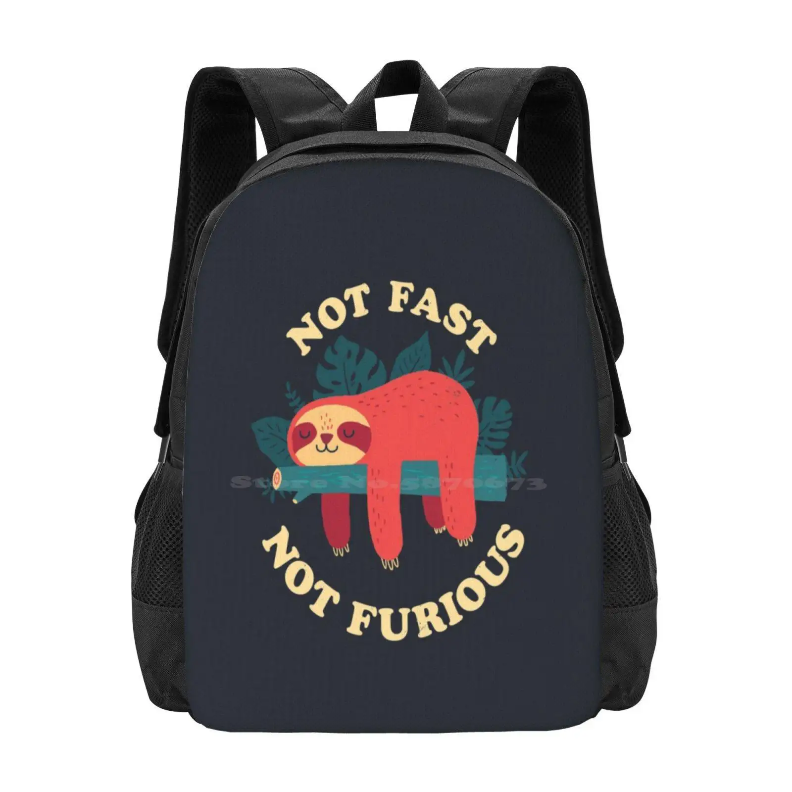 

Not Fast, Not Furious Hot Sale Schoolbag Backpack Fashion Bags Sloths Lazy Nap Sleeping Cute Funny Humor Character Dinomike
