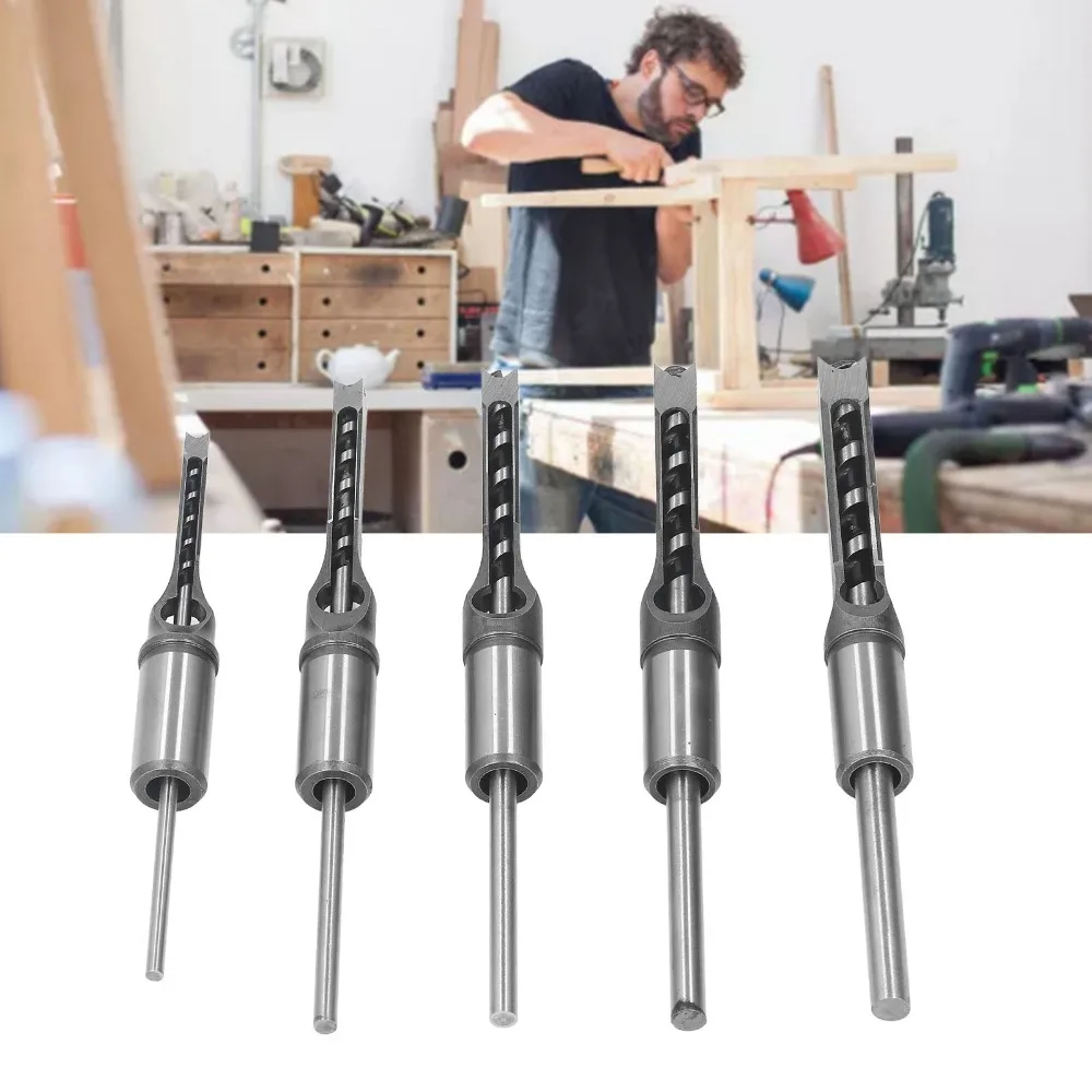 5pcs 1/4-1/2 Inch Sizes Square Hole Drill Bit 6.4-12.7mm Sizes Sharp Cutting Edge Square Countersink Bit Multi-Size Kit