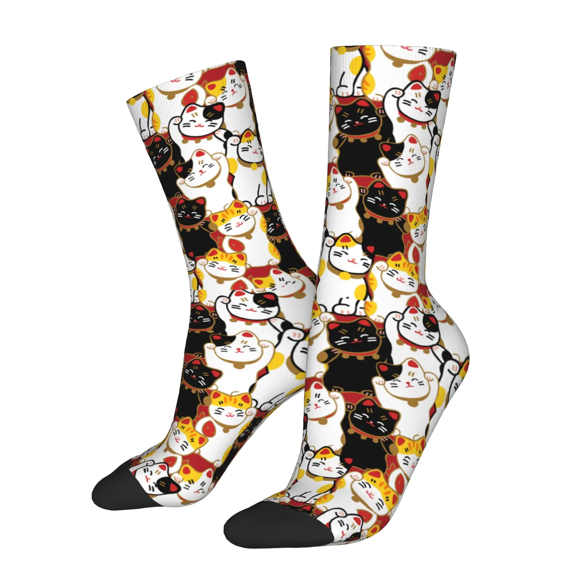 Custom Lucky Cat Men's Crew Socks Unisex Fashion 3D Print  Dress Socks view 3
