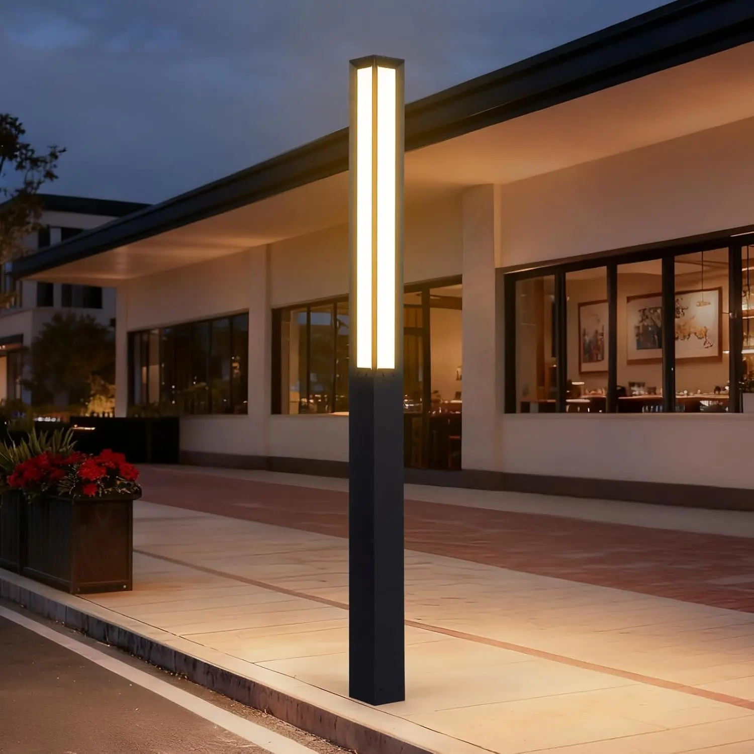 

, 92" Pathway Lights, Wired Outdoor Modern Landscape LED Bollard Driveway Lighting, IP65 Waterproof Aluminum High