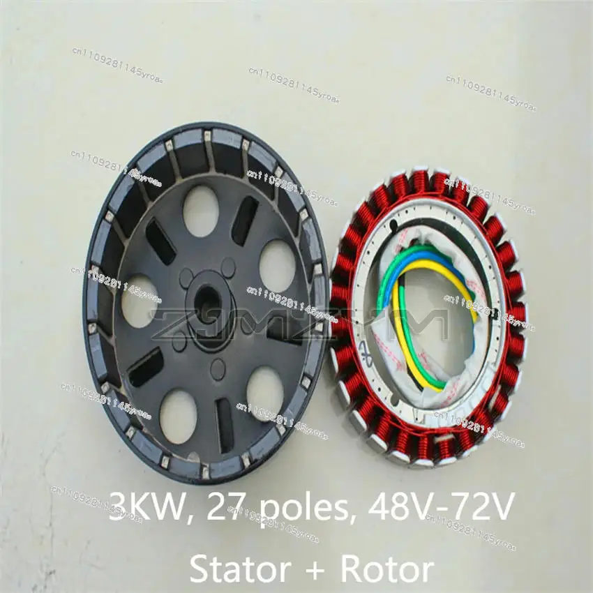 3KW 5KW 24V 48V 60V 72V Range Extender Generator, Stator, Rotor, Pure Copper, 27-pole Coil