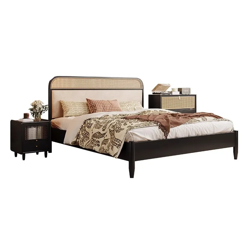 

&About French Minimalist Style 1.8m Double Bed Simple Big Soft-Padded Solid Oak Wood Eco-Friendly Durable Bed Modern Design*