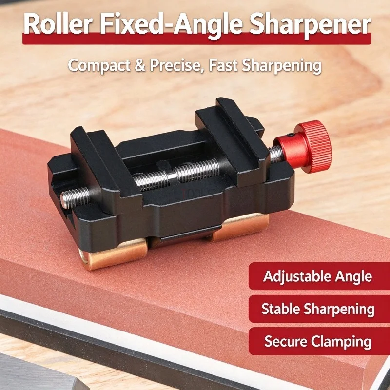 Mini Roller Sharpener Adjustable Angle Fixed-Angle Sharpening Jig Portable Manual Woodworking Sharpener for Chisels Plane Blades