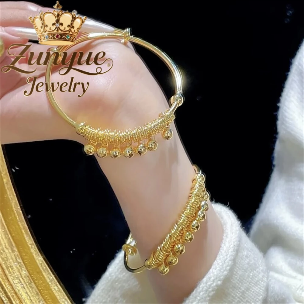 

High-End Sand Gold Ancient-Style Bell Bracelet Luxury Quality Jewelry Fashion Jewelry Best Selling Exquisite Charms Elegant Gift