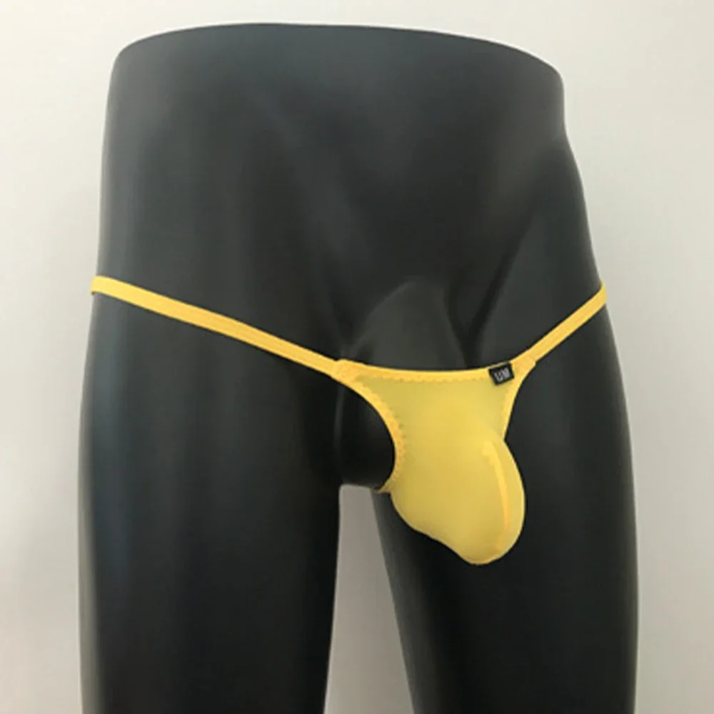 

Fashion Leisure Briefs Mens Stretch T-Back Thin Transparent Underwear Breathable Ice Silk Lingerie Low Waist Mesh