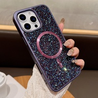 Glitter Sparkling Rhinestones Diamond For Magsafe Case For iPhone 16 Pro Max 15 14 13 12 11 Magnetic Wireless Charge Soft Cover