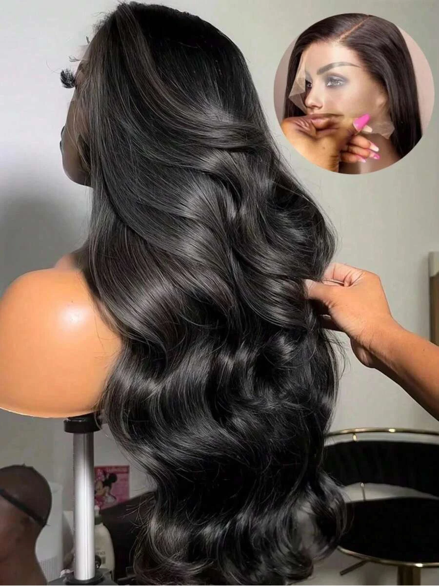 38Inch Brazilian Body Wave Lace Front Wig 13x4 HD Clear Lace Human Hair Wig For Black Women Preplucked Hairline With Baby Hair Undetectable Knots Raw Virgin Hair 200% 250% Density Soft Bouncy Body Wave Wig Free Part Reusable Restylable