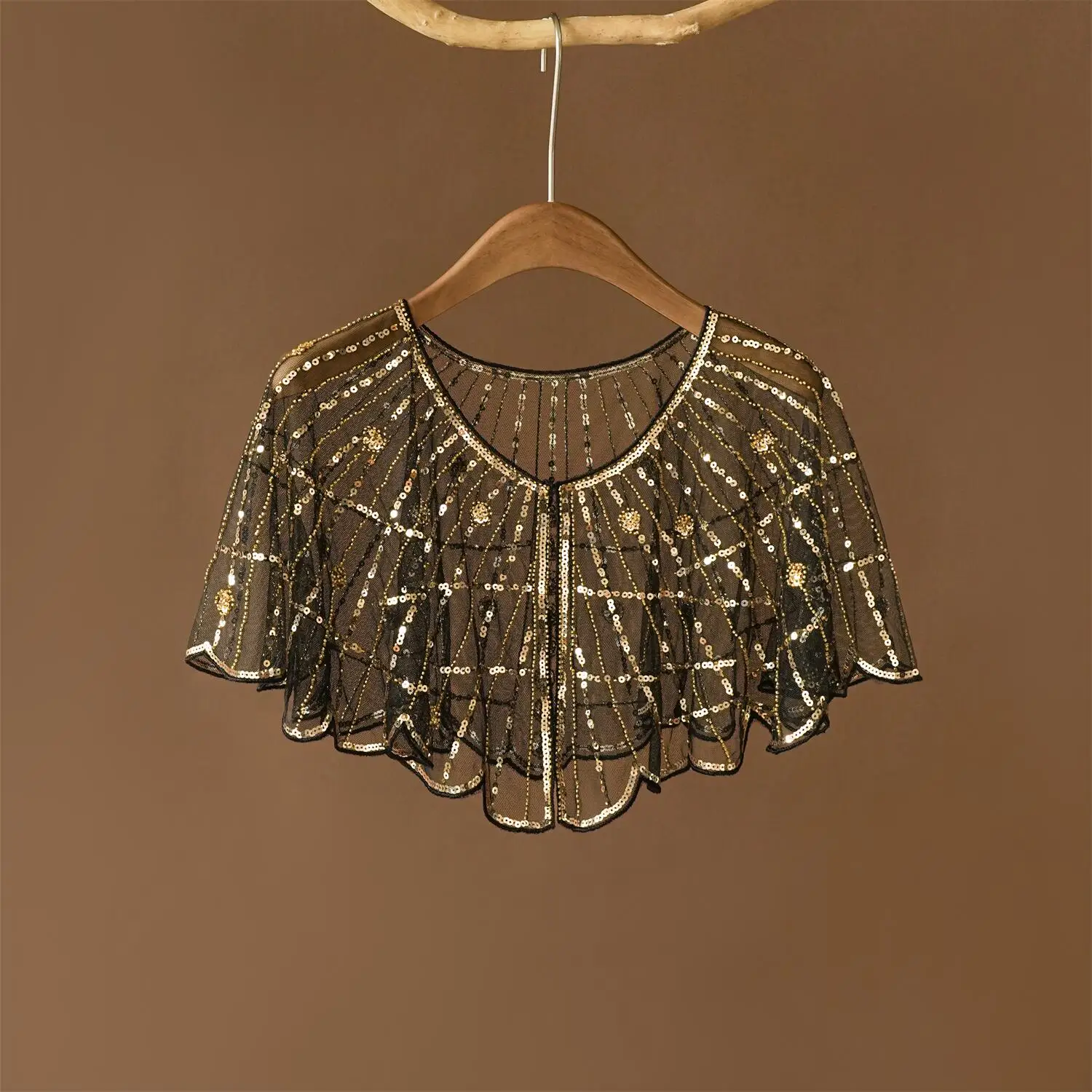 Beading &Sequin Flower Shawl Elegant Sparkly Cape Breathable Mesh Short Cardigan Women Trend Dress Accessories For Party Prom 04