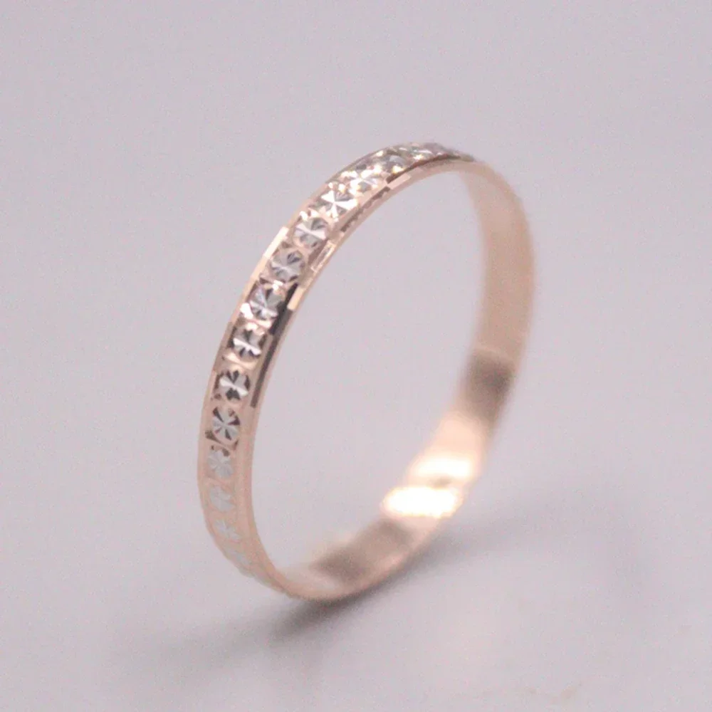 Rose Gold Solid Esculpido Full Star Band Ring para Mulheres, Pure 18K, 2.5mm, Tamanho EUA, 8.5g, 1.3g