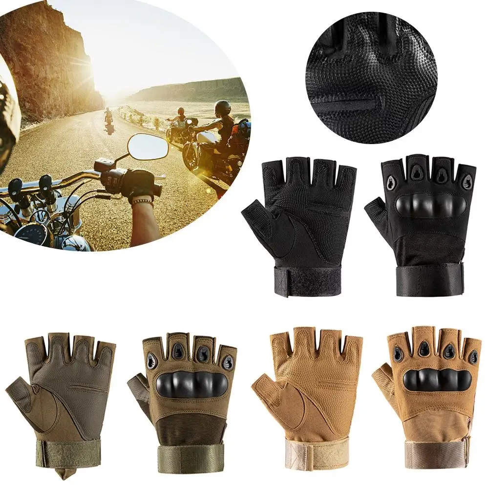 1Pair Outdoor Motorcycle Gloves Anti-Slip Motorcycle Gloves Half Finger Military Men Women Combat Shooting Hunting Fitness Glove