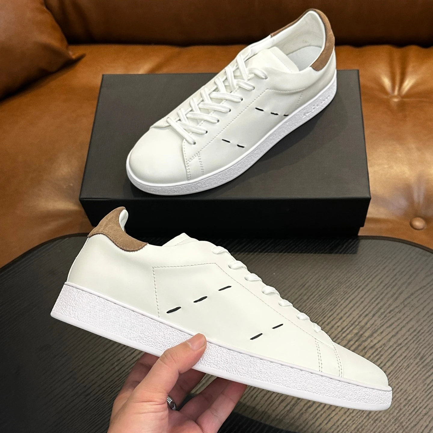 

Luxury Brand Men's Shoes Handmade Casual Sneakers Calfskin Upper Breathable Durable Hiking Cycling Jogging Shoes Holiday Gifts