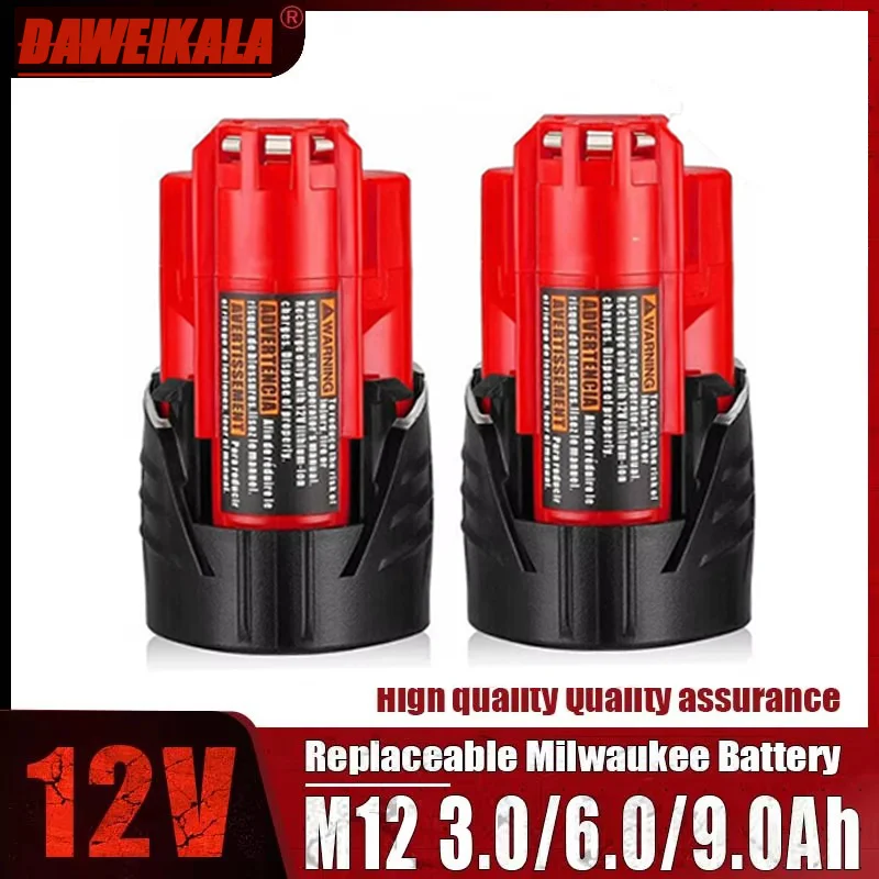 Pro milwaukee M12 baterie 3.0/6.0/9.0ah 12V šroubovák baterie m12 12V XC nářadí 48-11-2402 48-11-2411 48-11-2401 akumulátorové nástroje