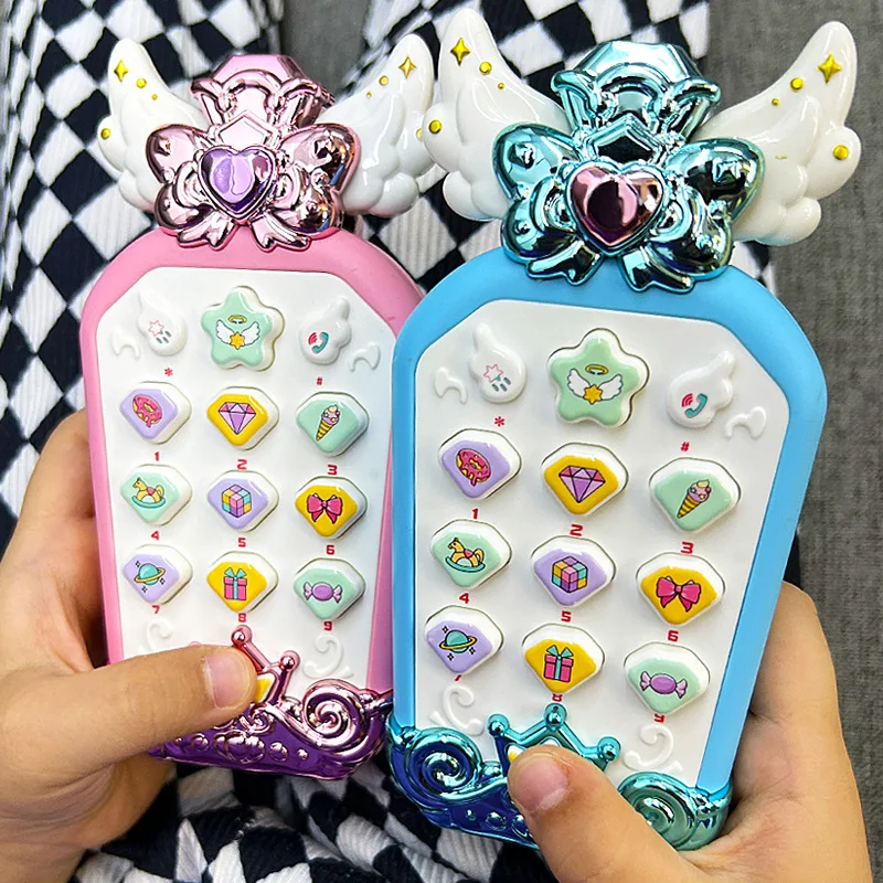 Kids Cute Love Wings Cell Phone Toys Enlightenment Music Story Puzzle Multifunctional Early Education Simulation Cell Phone Toys