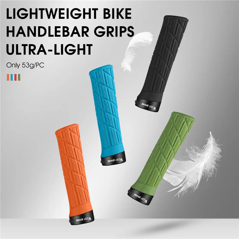 WEST BIKING Bicycle Grips Soft Rubber MTB Road Bike Grips Shockproof Anti-Slip Handlebar Cover Colorful Cycling Handlebar Grips