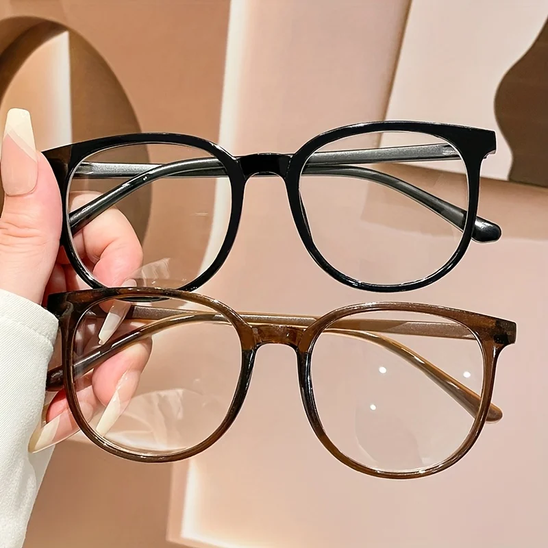 2 Pairs of Square Classic Fashionable Glasses Transparent Lenses Suitable for Men and Women To Match