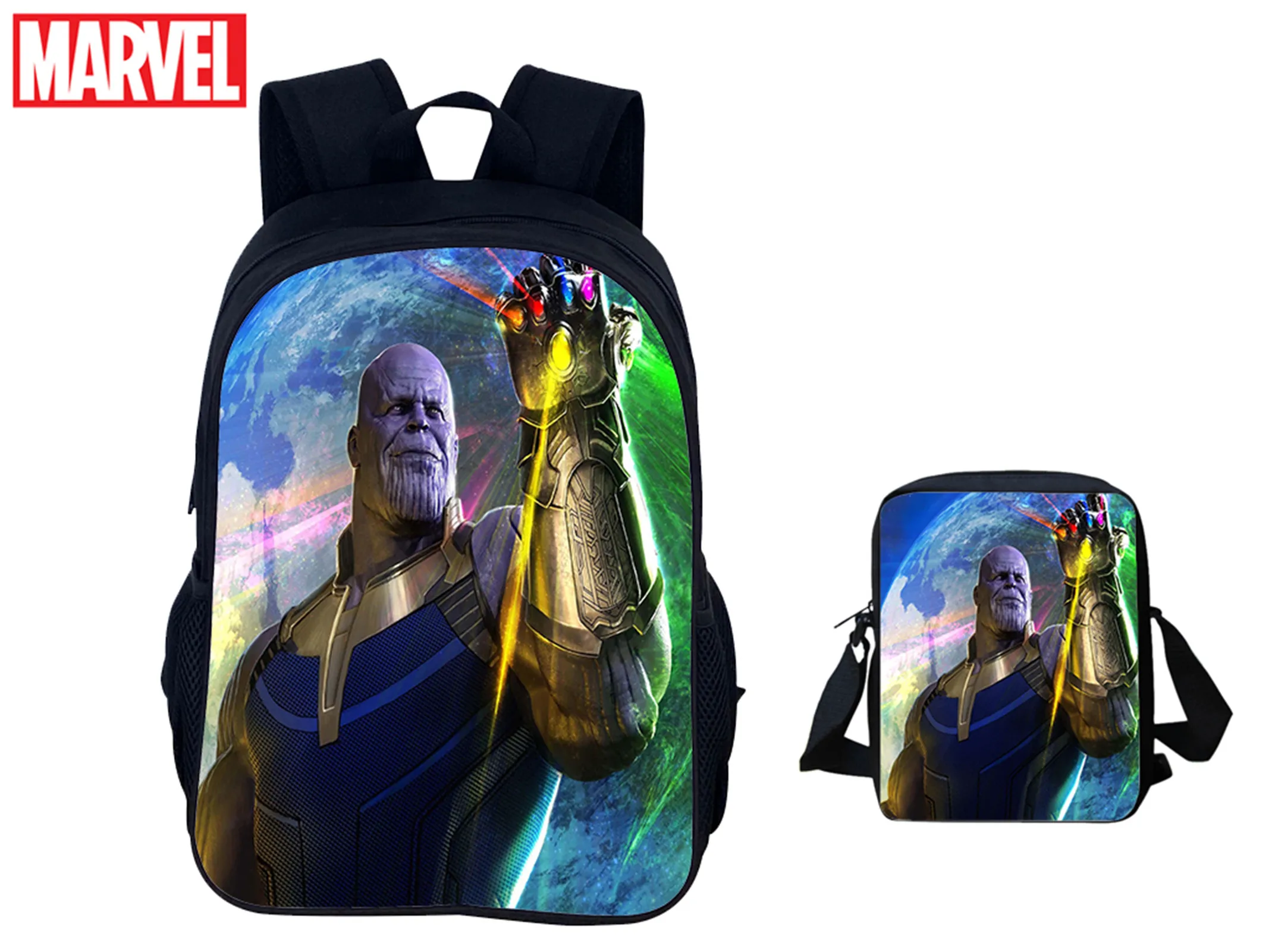 

Marvel School Lightweight Backpack with Shoulder Bag Set-Thanos Graphic Large Capacity Knapsack for Student