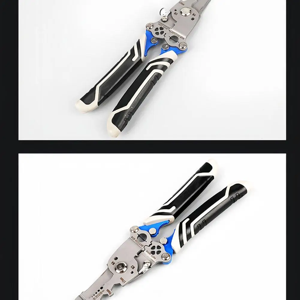 1Pc 18 In 1 Foldable Wire Stripping Pliers Multifunctional Crimper Cable Cutter Terminal Anti-Slip Stripper Tools