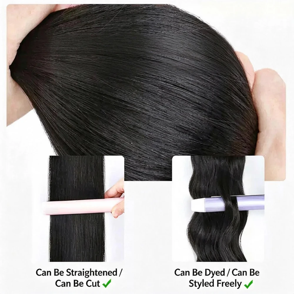26inchs Long Straight Hair Extension 50g Hair weft For women long Synthetic Hairpiece Heat-resistant Easy to wear-Daily/Festival