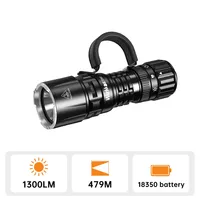 Wurkkos TD07 1300LM Tactical Flashlight 479M Long Throw IP68 Waterproof 18350 Battery Torch Dual Switches and Ring Handle Grip