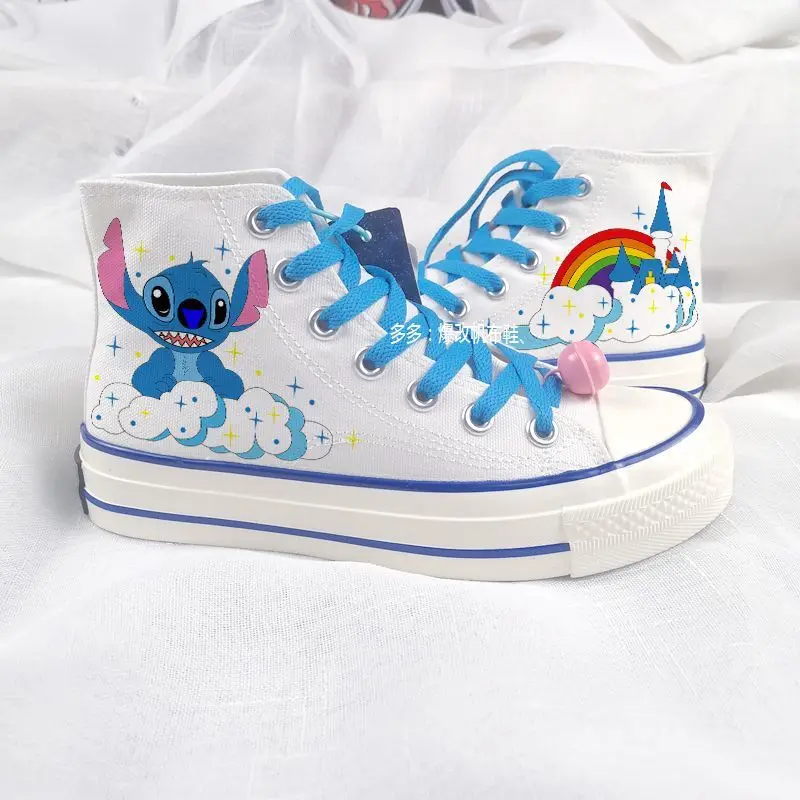 Disney Lilo & Stitch Sport Shoes Tennis Shoes White Shoes Couple Casual Sneakers High-top Basket Shoes Running Shoes Size 35-44